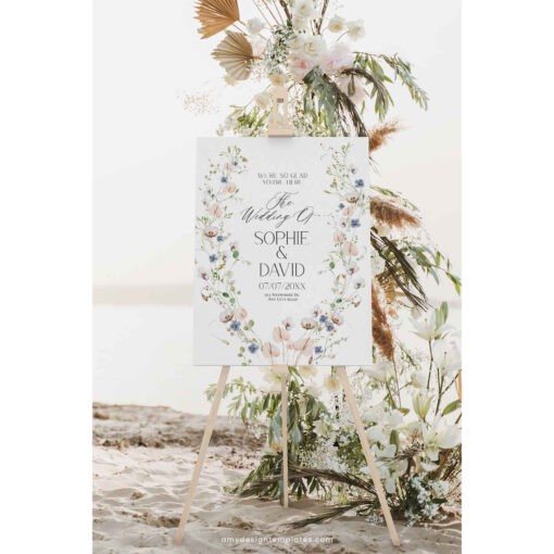 Wildflower Bridal Shower Welcome Sign, Botanical Wedding Welcome Sign, Editable Wildflower Shower Wedding Welcome Signage Template D023