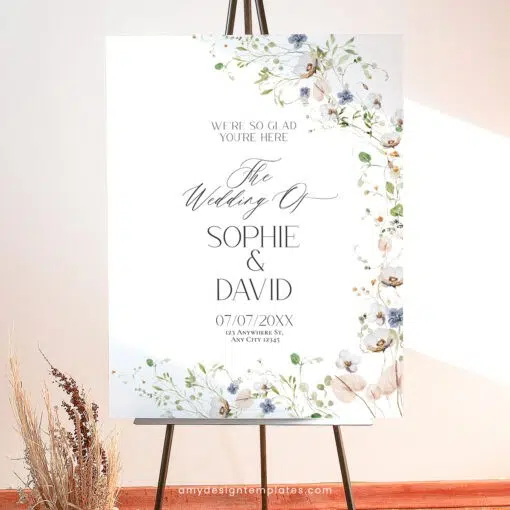 Wildflower Bridal Shower Welcome Sign, Botanical Wedding Welcome Sign, Editable Wildflower Shower Wedding Welcome Signage Template D023