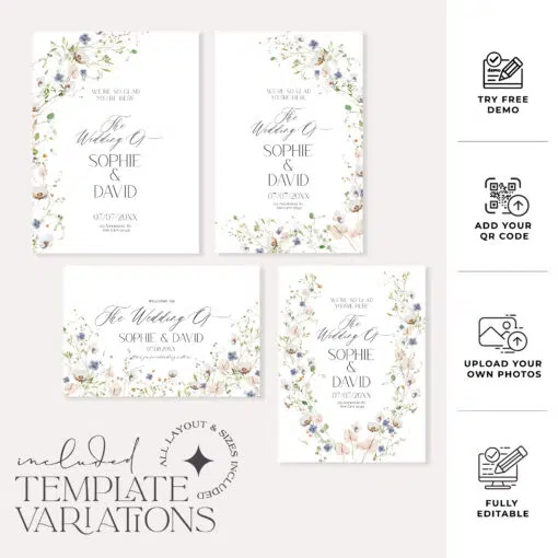 Wildflower Bridal Shower Welcome Sign, Botanical Wedding Welcome Sign, Editable Wildflower Shower Wedding Welcome Signage Template D023