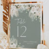 Boho Greenery Wedding Signage Template Bundle | Printable Reception Signs Boho Greenery Wedding Table Number Template | Table Numbers Card Printable