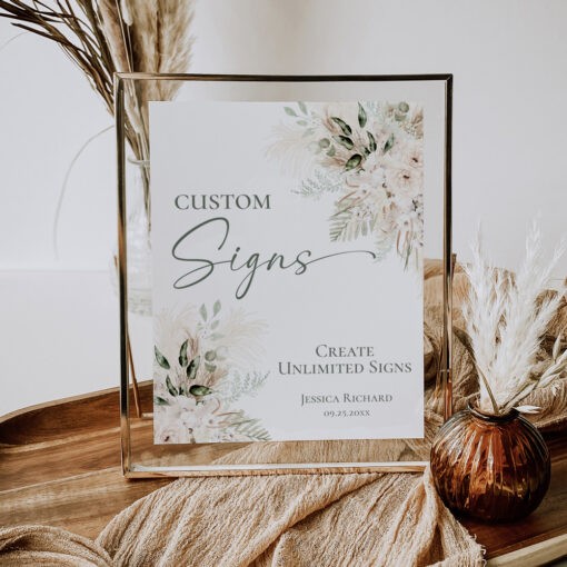 Boho Greenery Wedding Sign Templates