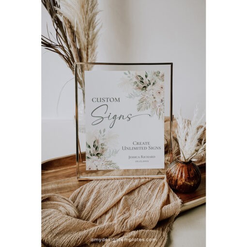 Boho Greenery Wedding Sign Templates