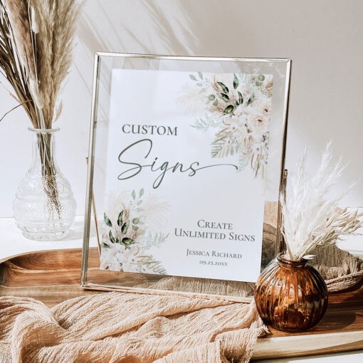 Boho Greenery Wedding Sign Templates