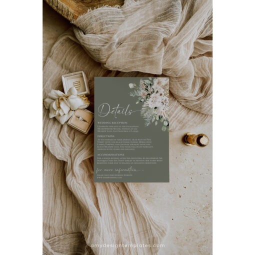 Boho Sage Green Wedding Enclosure Card Template