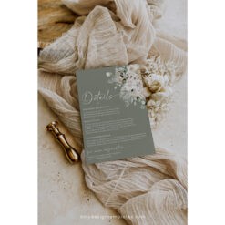 Boho Sage Green Wedding Enclosure Card Template