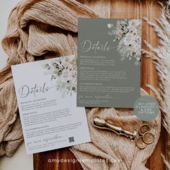 Boho Sage Green Wedding Enclosure Card Template