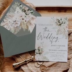 Boho Greenery Wedding Envelope Liner A7 and Belly Band