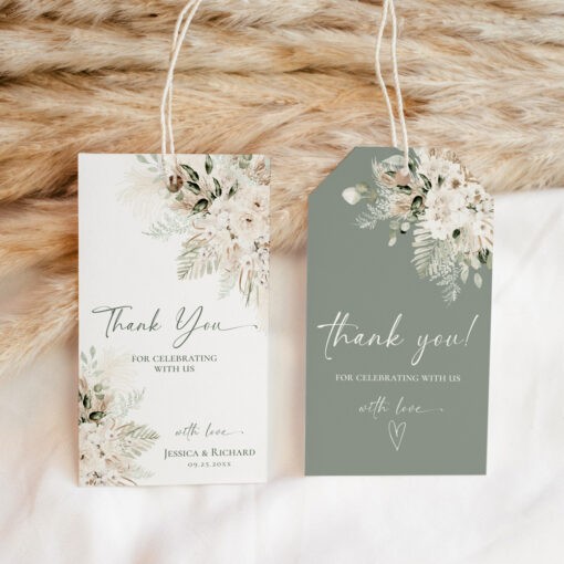 Boho Greenery Wedding Favor Tag Template Printable