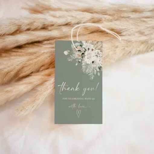 Boho Greenery Wedding Favor Tag Template Printable