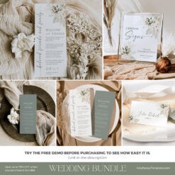 Boho Greenery Wedding Template Editable Amy Design Templates