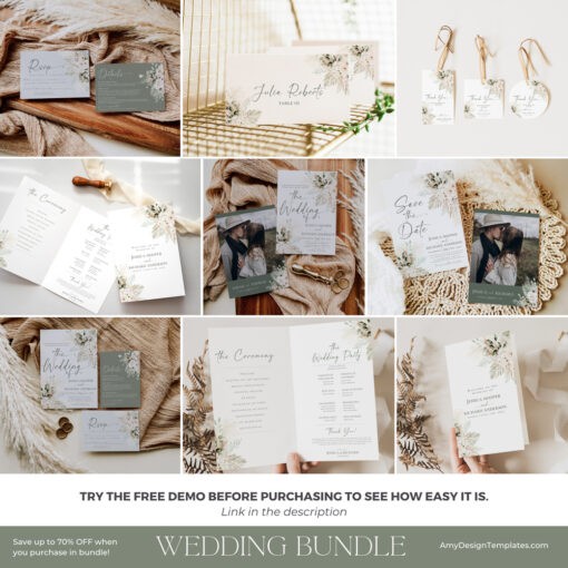 Boho Greenery Wedding Template Editable Amy Design Templates