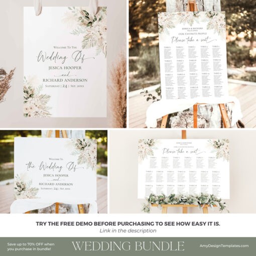 Boho Greenery Wedding Template Editable Amy Design Templates