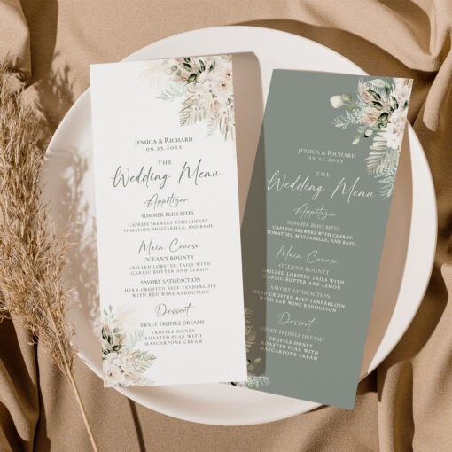 Boho Greenery Wedding Menu Template