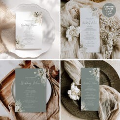 Boho Greenery Wedding Menu Template