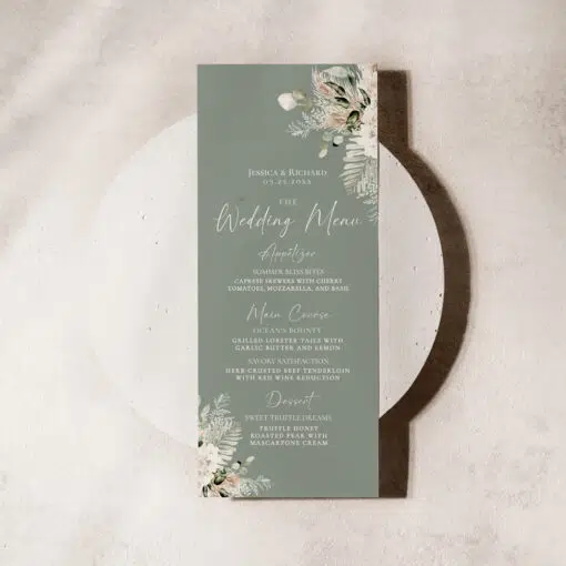 Boho Greenery Wedding Menu Template