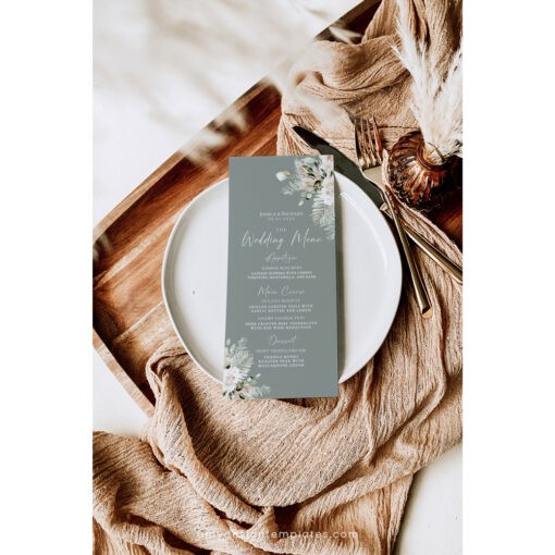 Boho Greenery Wedding Menu Template