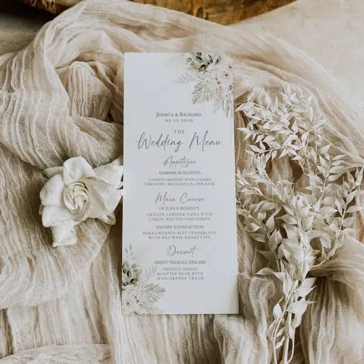 Boho Greenery Wedding Menu Template