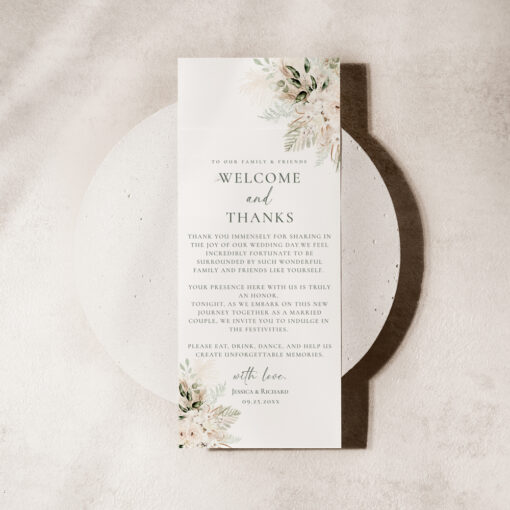 Boho Greenery Wedding Thank You Note Template