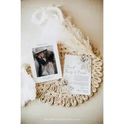 Boho Greenery Wedding Thank You Cards with Photo