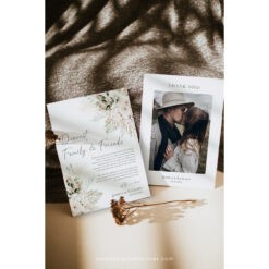 Boho Greenery Wedding Thank You Cards with Photo