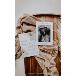 Boho Greenery Wedding Thank You Cards with Photo