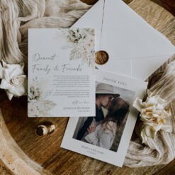 Boho Greenery Wedding Thank You Cards with Photo