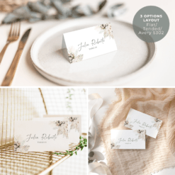 Boho Greenery Wedding Place Card Template