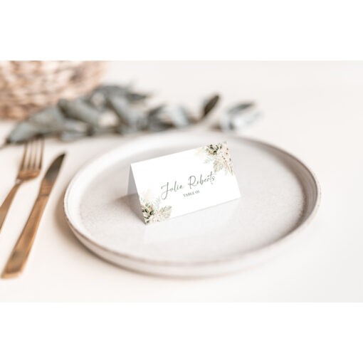 Boho Greenery Wedding Place Card Template