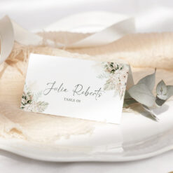 Boho Greenery Wedding Place Card Template