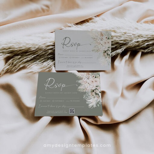 Boho Greenery RSVP Cards Template