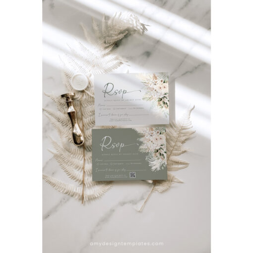 Boho Greenery RSVP Cards Template