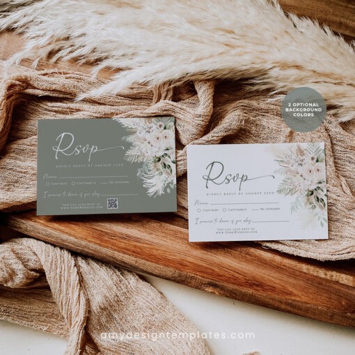 Boho Greenery RSVP Cards Template