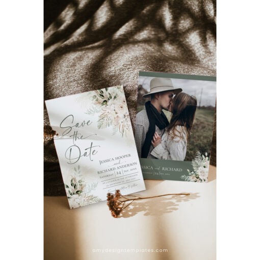 Boho Greenery Save the Date Template