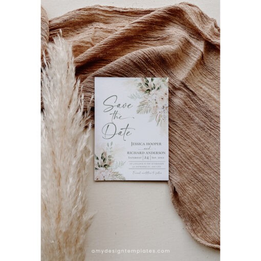 Boho Greenery Save the Date Template