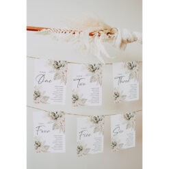 Boho Greenery Wedding Seating Chart Cards Template