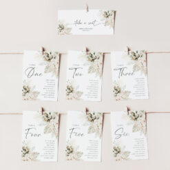 Boho Greenery Wedding Seating Chart Cards Template