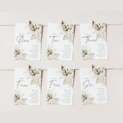 Boho Greenery Wedding Seating Chart Cards Template