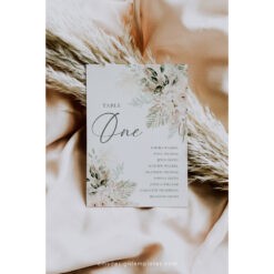 Boho Greenery Wedding Seating Chart Cards Template