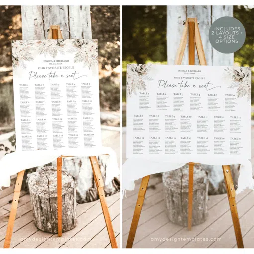 Boho Greenery Wedding Seating Chart Template
