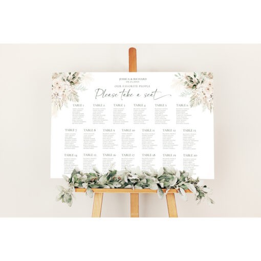 Boho Greenery Wedding Seating Chart Template