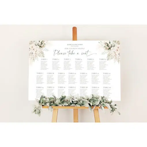 Boho Greenery Wedding Seating Chart Template