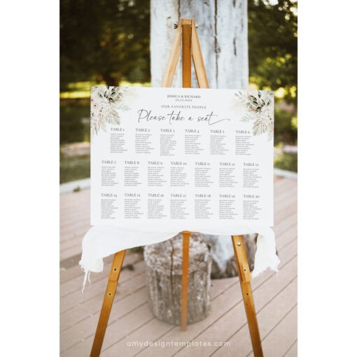 Boho Greenery Wedding Seating Chart Template