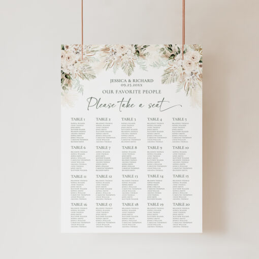 Boho Greenery Wedding Seating Chart Template