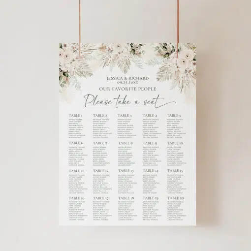 Boho Greenery Wedding Seating Chart Template