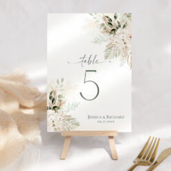 Boho Greenery Wedding Table Number Template