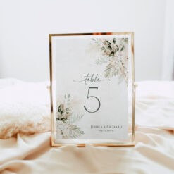 Boho Greenery Wedding Table Number Template