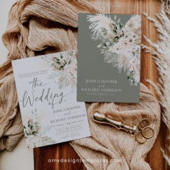 Boho Greenery Wedding Invitation Template