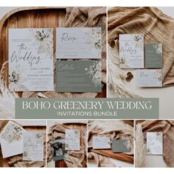 Boho Greenery Wedding Invitation Bundles