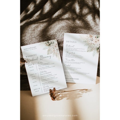 Boho Greenery Wedding Itinerary Template