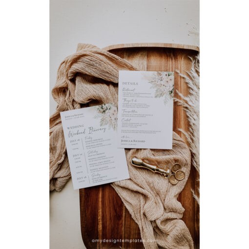 Boho Greenery Wedding Itinerary Template